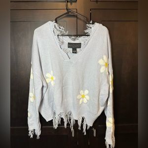Polly & Esther Distressed Daisy Sweater
